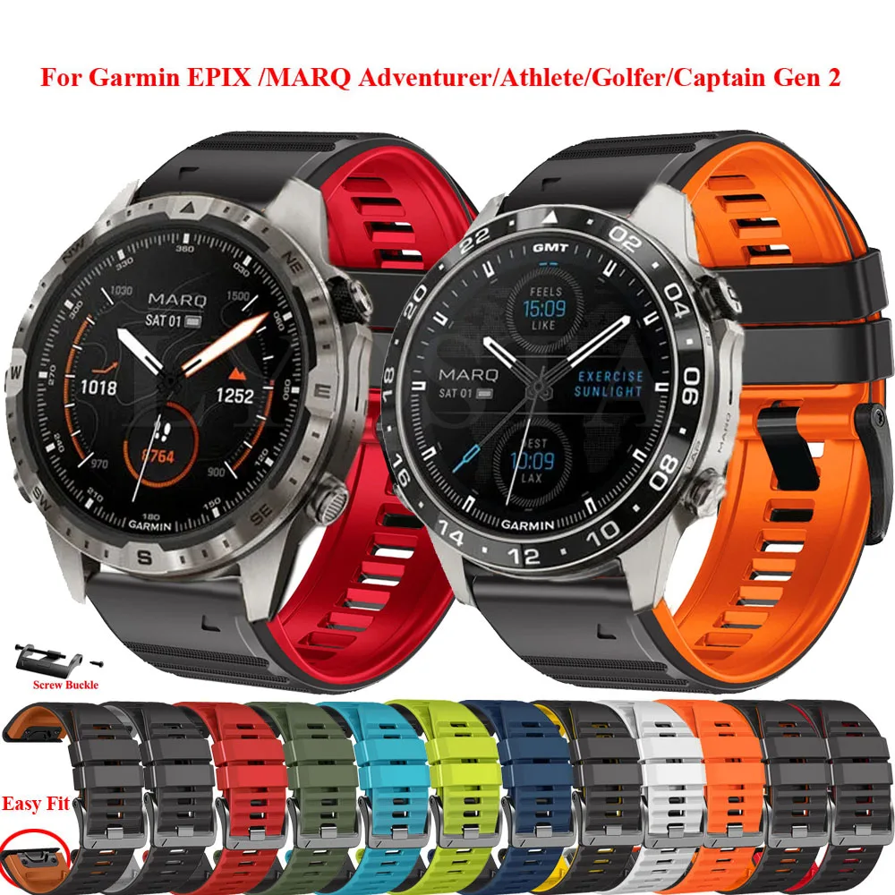 Cinturino Da Polso In Silicone A Sgancio Rapido 22 26Mm Per Garmin Marq Adventurer/Atleta/Golfista/Capitano/Aviator Epix Pro Smart Watchstrap