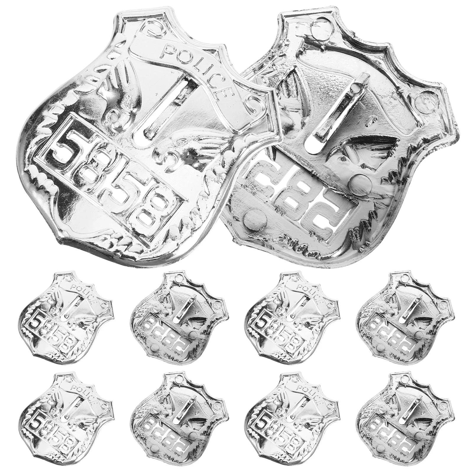10Pcs Police Badge Toy Lightweight Comfortable Wear Cosplay Pin Unique Stylish Fun Plastic Brooch nament Child