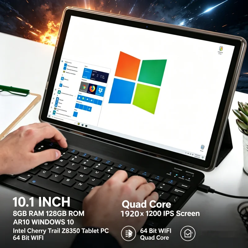 10.1 INCH T10 WINDOWS 10 Intel Cherry Trail Z8350 Tablet PC 8GB RAM 128GB ROM AR10 64 Bit WIFI Quad Core 1920 X 1200 IPS Screen