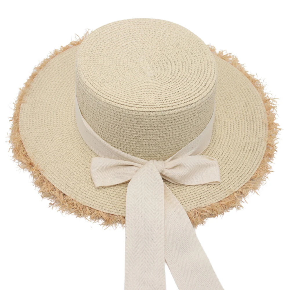 Summer Sun Protection Woven Women'S Straw Hat Bow Tie Elegant Beach Hat Large Brim Sun Hat for Vacation sun hats