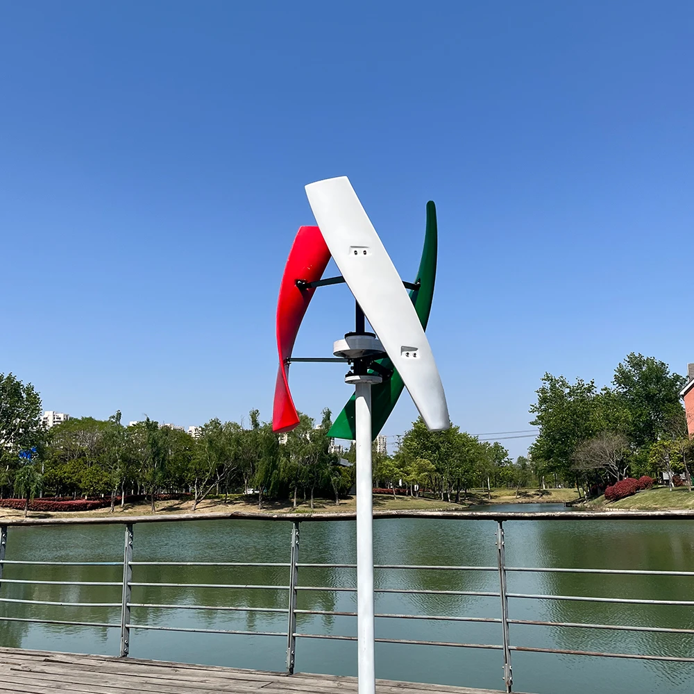 กังหันลมแกนตั้ง 12V-220V 30KW 10KW 20KW ระบบพลังงานทางเลือกฟรีสำหรับบ้านและฟาร์ม พร้อมตัวควบคุมไฮบริด MPPT และอินเวอร์เตอร์ 1