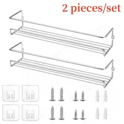 Sleek Wall-Mounted Metal Spice Rack for Organized Kitchens and Restaurants (2-piece set Silver)