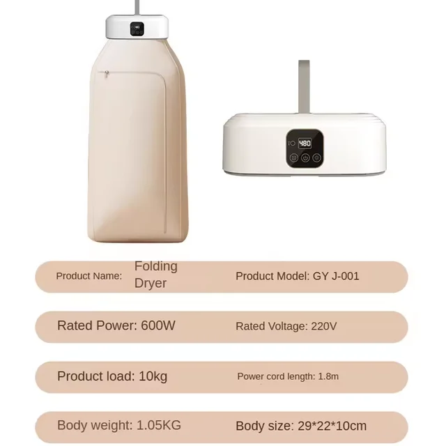 Foldable Mini Electric Clothes Dryer with Remote Control Intelligent Timer Fast Drying Cabinet and Portable Travel Drying Bag 6