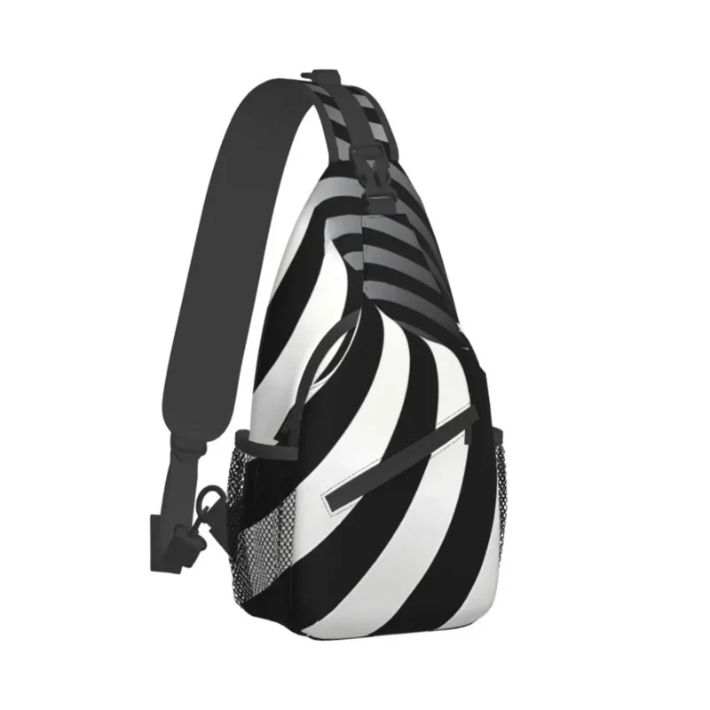 

Optical Illusion Abstract Twisted Stripes Crossbody Chest Bags Geometry Pockets Travel Pack Messenger Sports Teens Shoulder Bag