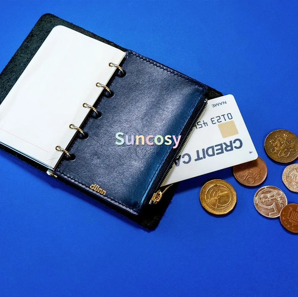 Dunn 초박형 가죽 구멍 뚫린 리필 파우치, M5/A7 플래너용, 휴대용 및 편리한, 5 또는 6 링 바인더에 적합