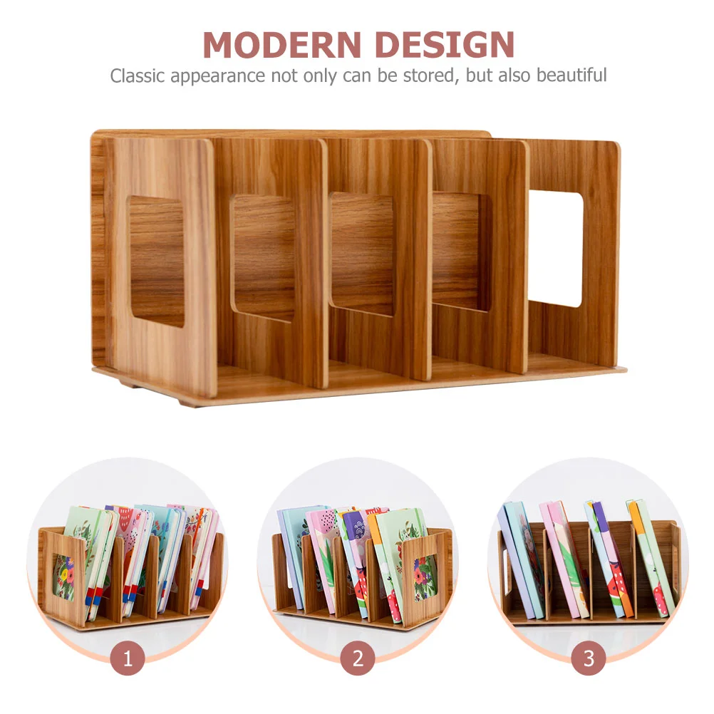 Vinyl Record Rack CD Container Table Top Bookshelf Simple Office Supply Desktop Storage Organizer Files Student