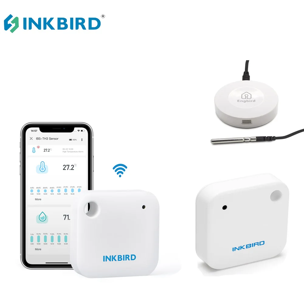 INKBIRD 3 Faj beltéri kültéri Lázmérő hygrometer Vízhatlan esőköpény Érzékelő Adalék logger Digitális Alaposság diktafon számára Üvegház