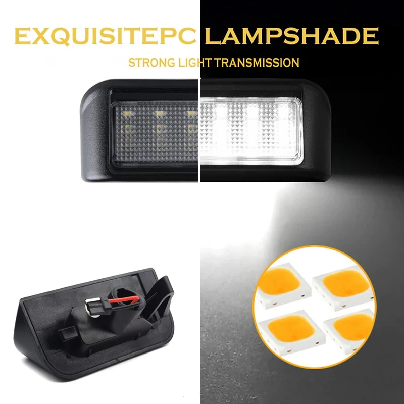 Recambo Kit Illuminazione Targa A LED Compatibile Con Citroen DS4 (2011-2018), Jumpy (dal 2016), Spacetourer (dal 2016), Saxo (1996-2004). 2 Moduli LED SMD Epistar, Luce Bianca Fredda 6000K, Can-bus Ready, Omologazione E.