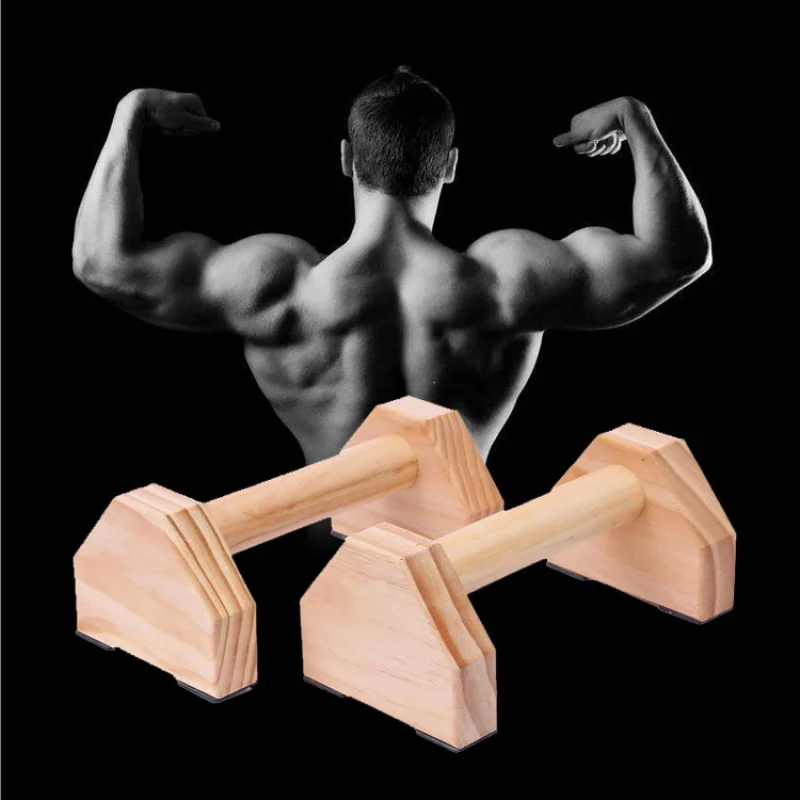Wooden Push-Up Bars-Non-Slip Parallettes with Ergonomic Grip for Calisthenics, Home Workout & Street Fitness Equipment 2-Pack