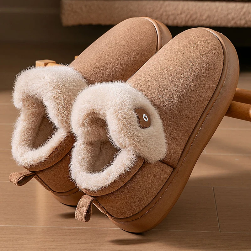 Lightweight Warm Cotton Slippers Women 2025 Winter Slip On Thicken Fluffy Slippers Woman Indoor Soft Non Slip Snow Boots Female