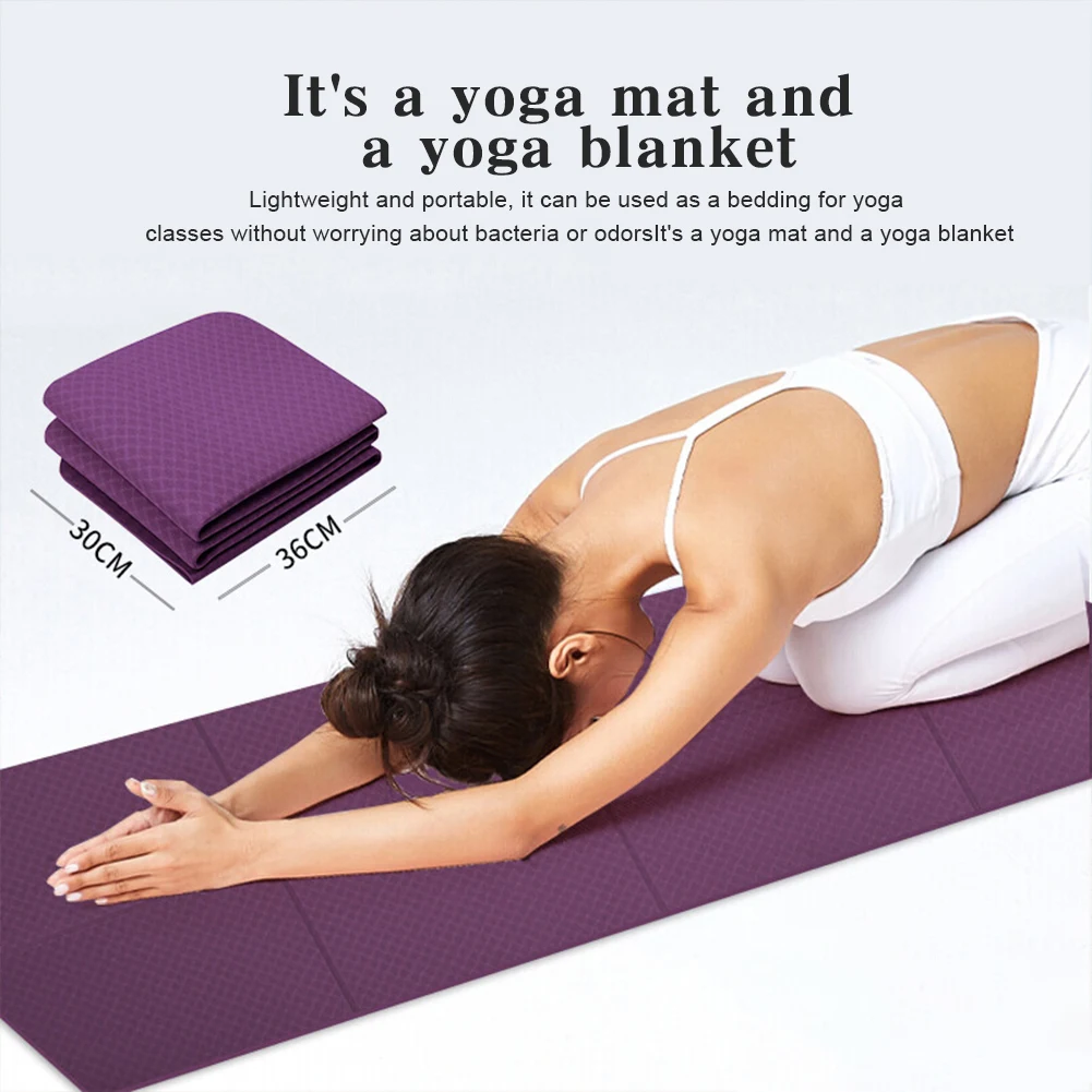 Foldable Yoga Mat Folding Fitness Exercise Mat Double Sided Travel Yoga Non-slip for Pilates & Floor Workouts