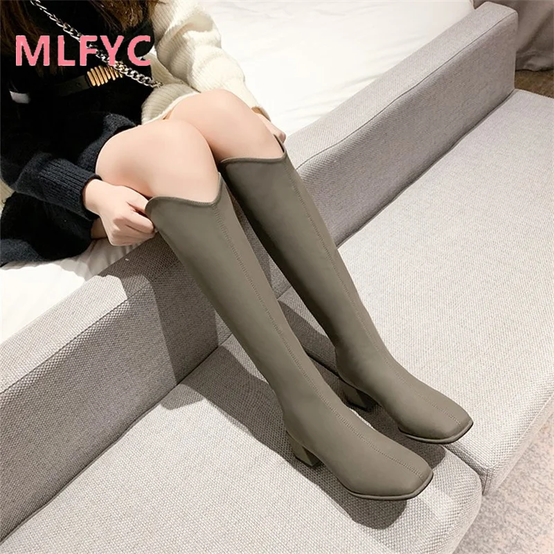 Fashion Boots Women's Autumn Winter New Fashion Square Headed Thick Heel Mid Heel Boots 2023 ladies Sexy High Heel Boots