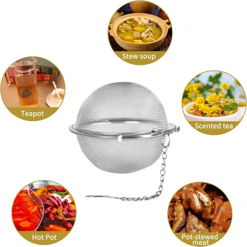 Tea Strainer Stainless Steel Infuser For Tea Brewing Sphere Locking Spice Ball Mesh Sieve Strainers Kitchen Accessories tea infuser tea strainer tea filter