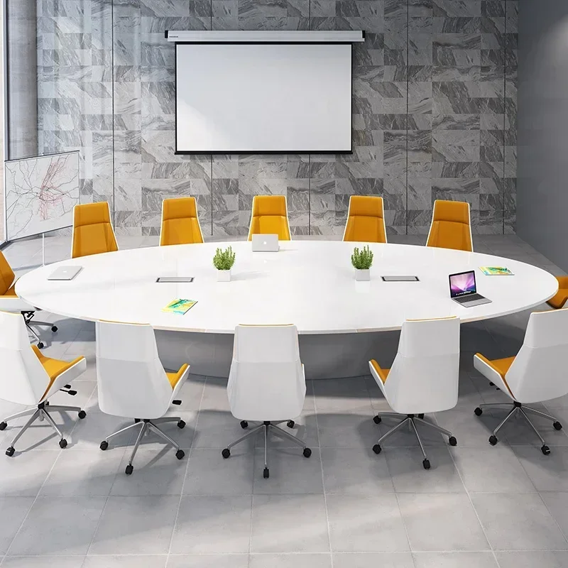 Modern Large conference table white round office desk meeting table 20 seater Office furniture commercial office table chair set