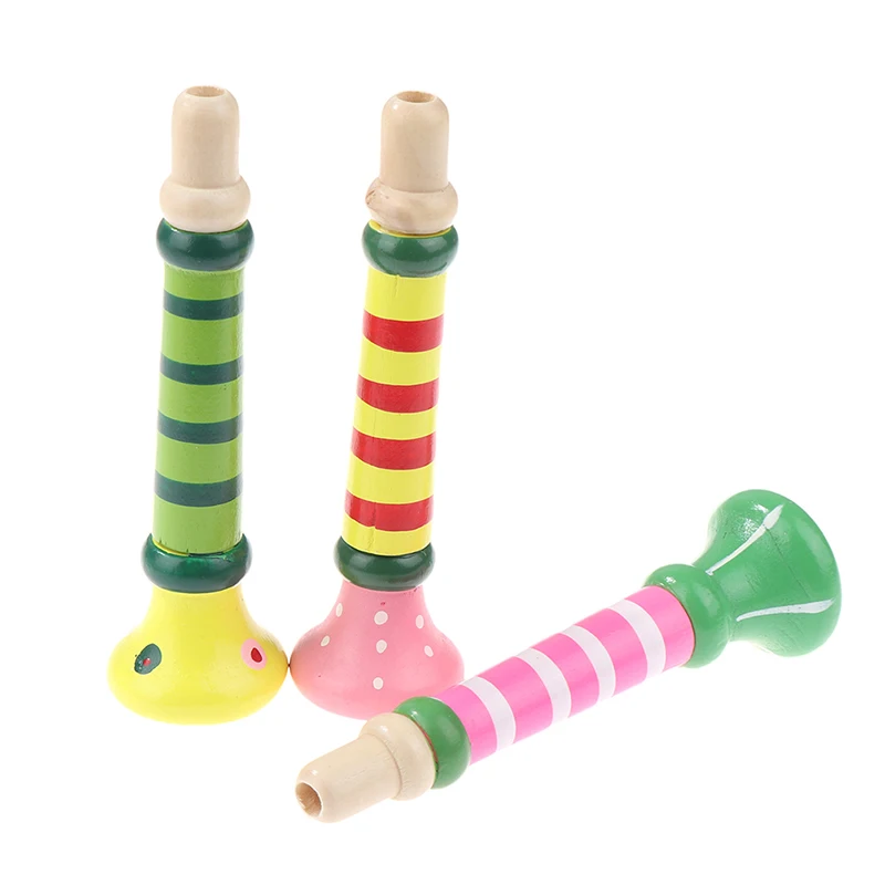 Musical Instruments 1Pc Wooden Trumpet Piccolo Flute Small Speakers Kid Musical Instrument Education Toy Safe Non-toxic Trumpet Piccolo 13x3.5x1.5cm