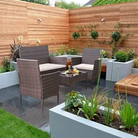 Patio Furniture Sets Outdoor Indoor Use  Backyard Porch Garden Sets Clearance Brown and Beige 4 Pieces Furniture Easy Assembly 1
