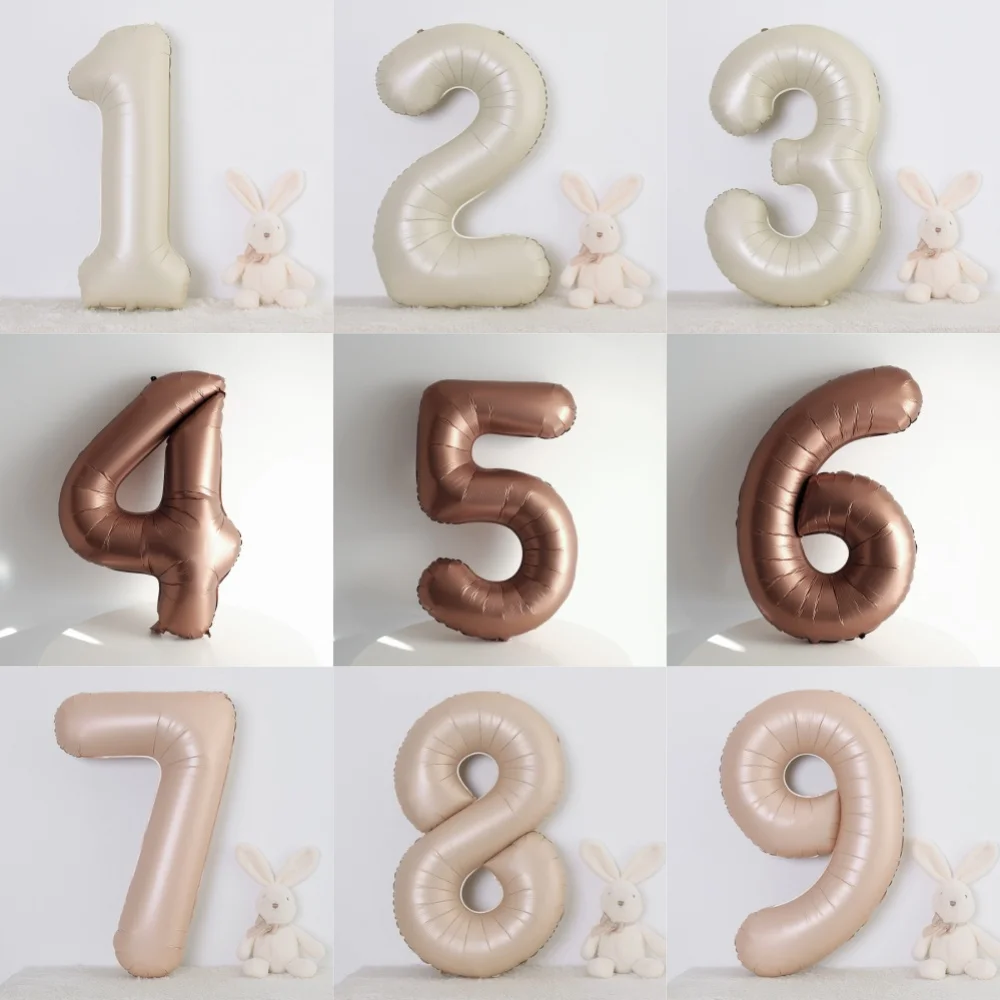 Großer digitaler Aluminiumfolienballon, INS-Stil, cremefarbene Karamellfarbe, Geburtstagsparty-Fotografie-Dekoration, Jungen und Mädchen, 40 Zoll