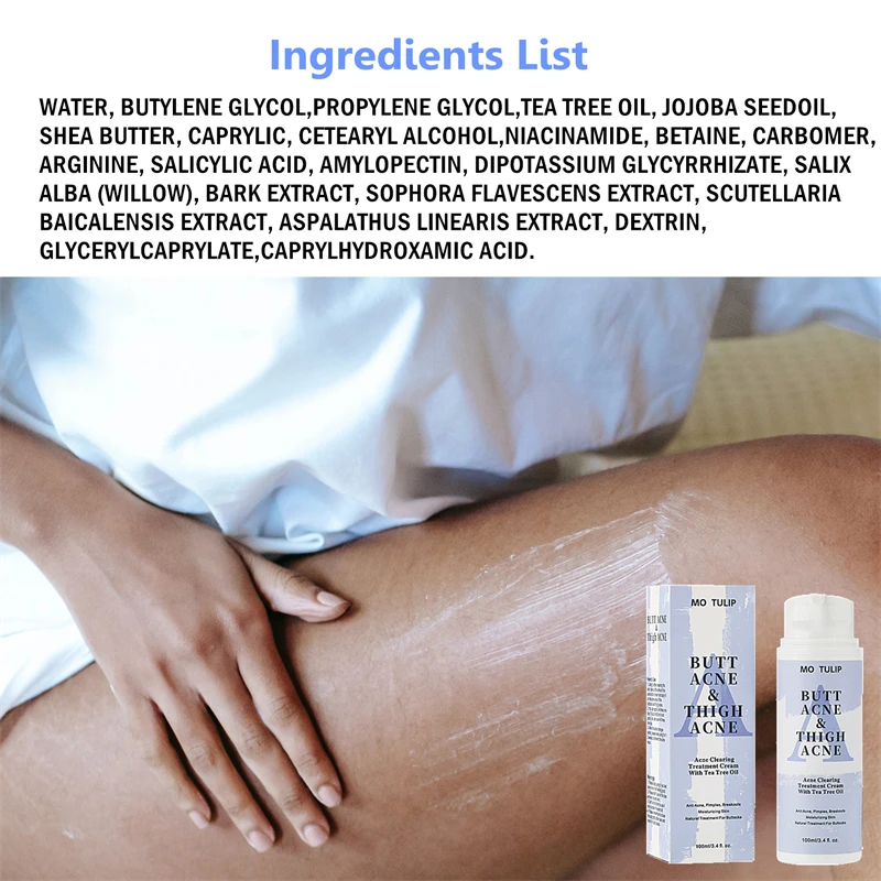 Butt Acne Cream Tea Tree Oil Remove Hip Thigh Acne Moisturizes Smooth Skin Lift Brightening Buttocks Pimples Body Care Cream 5