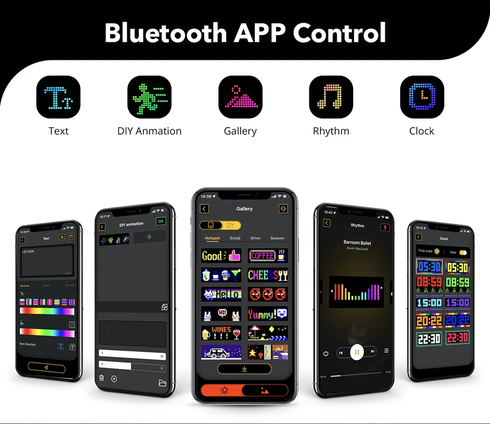 Description Picture 6 of itemLED Matrix Pixel Panel, Scrolling Bright Advertising LED Signs, Flexible USB 5V LED Car Sign Bluetooth App Control