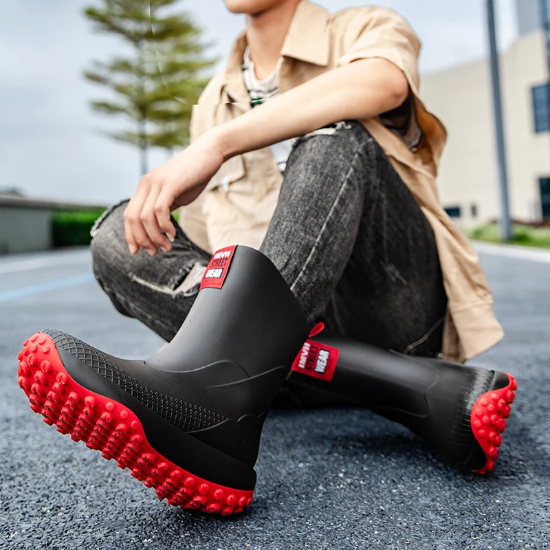 Men's Mid-Calf Rain Boots Anti-Snake Bite Fiing oes Waterproof very Rider Special Purpose Slip-Resistant Rubber oes