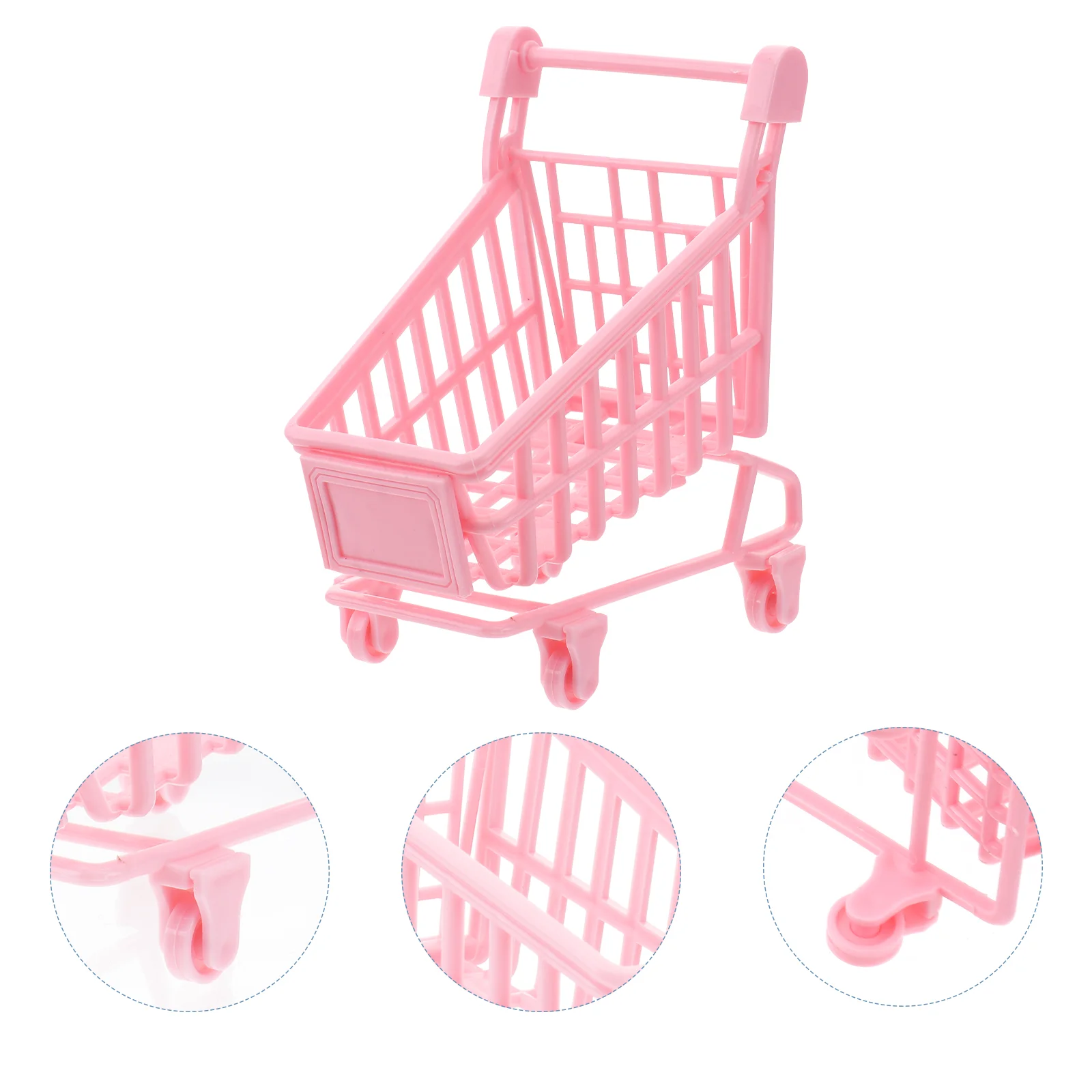 Trolly Ornaments Baby Stroller with Wheels Mini Shopping Cart Storage Basket Desktop Accessories 4