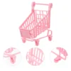 Trolly Ornaments Baby Stroller with Wheels Mini Shopping Cart Storage Basket Desktop Accessories 4
