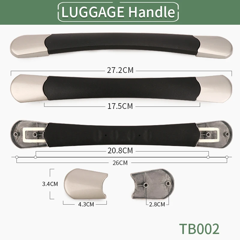 Luggage Handle Replacement With Metal Seat Easy To Install Durable Wear-Resistant Soft Handle Trolley Suitcase Repair Handle