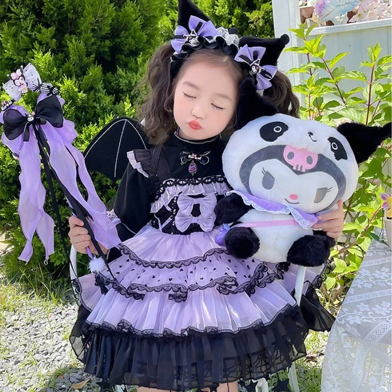 Anime Sanrio Kuromi Girl Cosplay Dress Autumn Lolita Princess Dress Halloween Cosplay Costume Exquisite Princess Gift