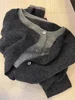 Fake Two 100% Pure Cashmere Sweater Cardigan Dark Grey High-grade Wool Knit Coat Top 5