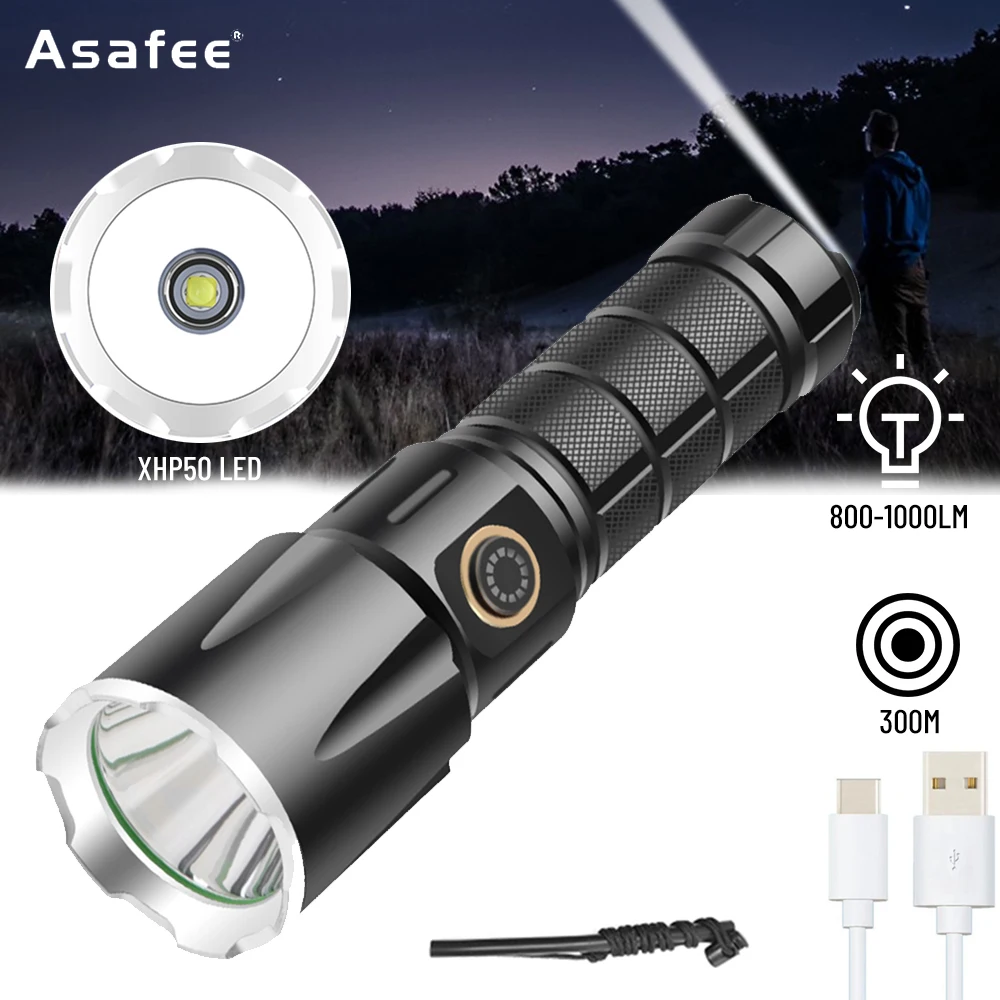 

Asafee Strong Light LED Torch 1000lm Camping Work Light Can Emergency Hammer Use Portable Outdoor Lighting Torch