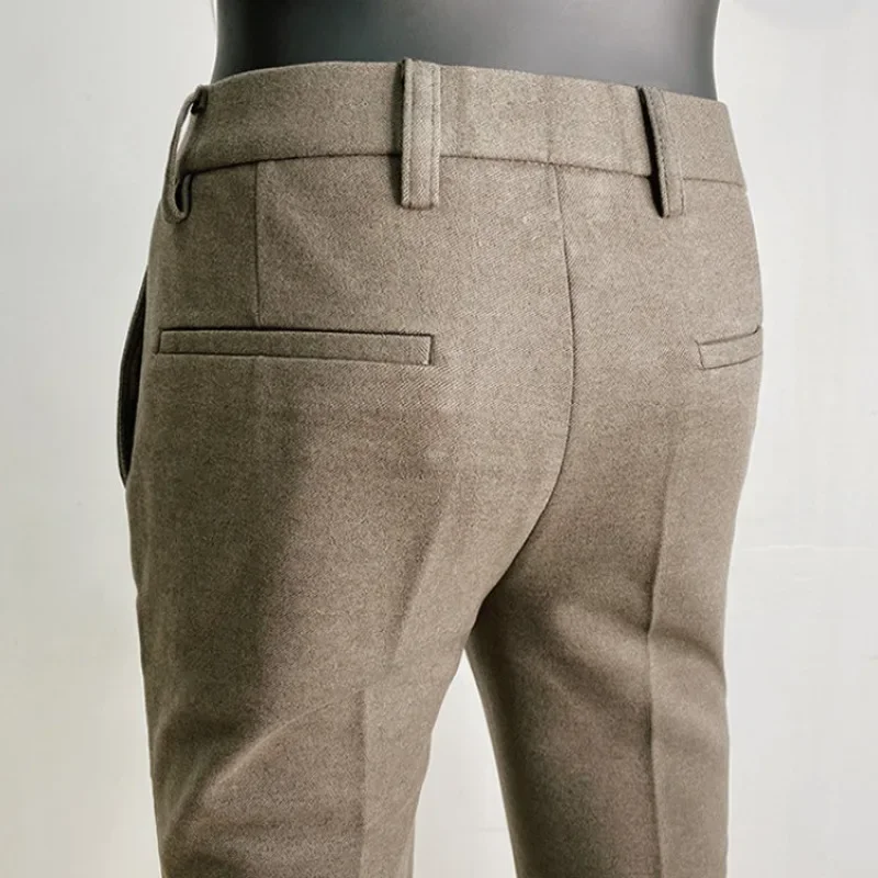 Men Trousers Winter Dress Pants Woolen Thicken Keep Warm Slim Fit Casual Formal Suit Pants men business pants suit pants men pants