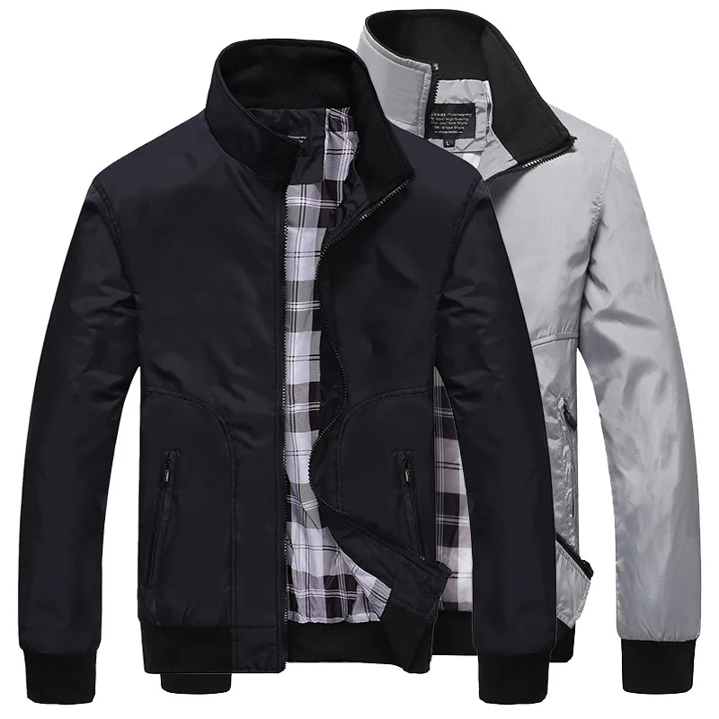 Spring Autumn Men's Fashion Standing Collar Baseball Jacket Long Sleeve Breathable Tops Oversized Casual Workwear Jacket