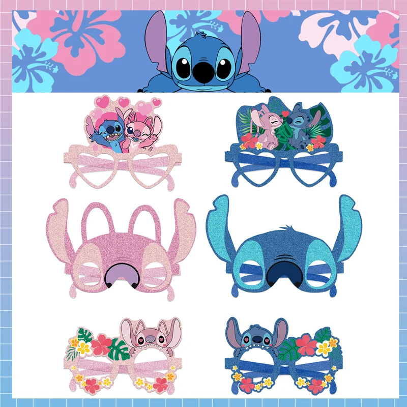 

12Pcs Disney Lilo & Stitch Paper Glasses Masks Cosplay Photo Party Props Kids Happy Birthday Party Supplies