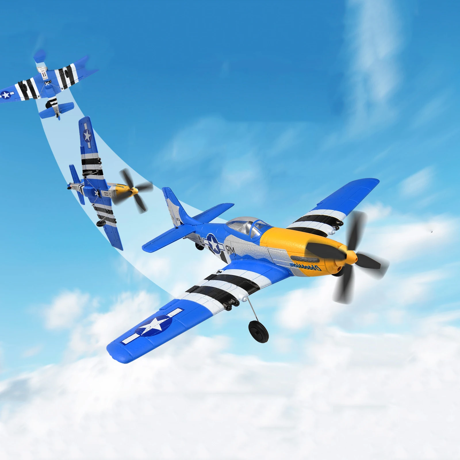 New P51D Airplane One-key Aerobatic 2.4G 4-Ch Plane Mustang Aircraft EPP 400mm W/Xpilot Stabilization System PNP