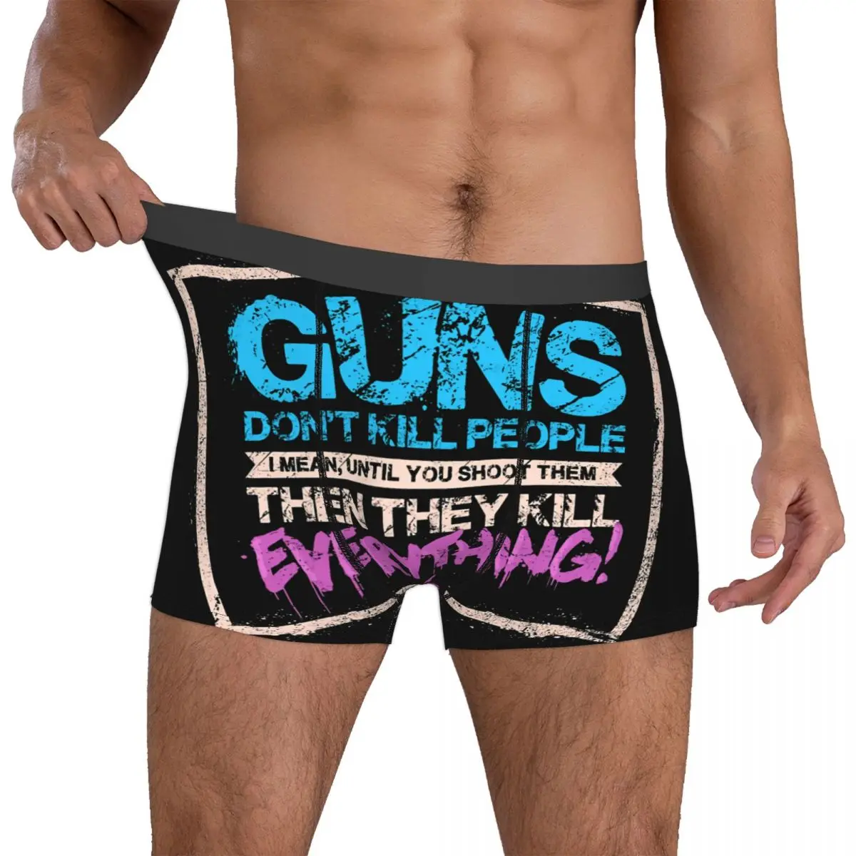 Guns Don't Kill People Man's Boxer Briefs Arcane League of Legends Animated Breathable Creative Underpants Shorts Gift Idea 4
