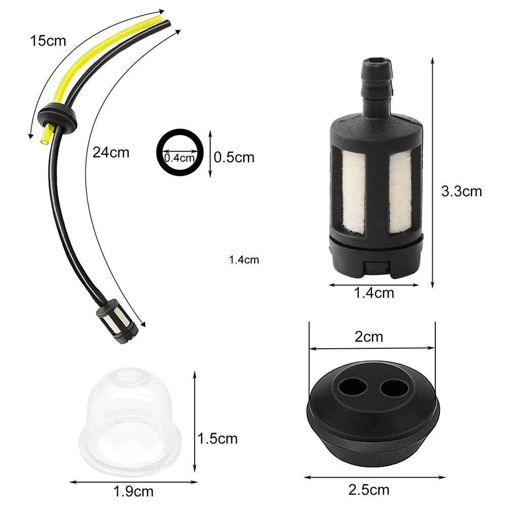 

3Pcs Universal Grass Trimmer Fuel Line Filter Kit For Brush Cutter Strimmer Lawn Mower Primers Fuel Hose Garden Tool Parts
