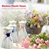 Modern Plastic Vases European Dining Table Decorative Flower Plants Vase White Rattan Like Plastic Vase 4