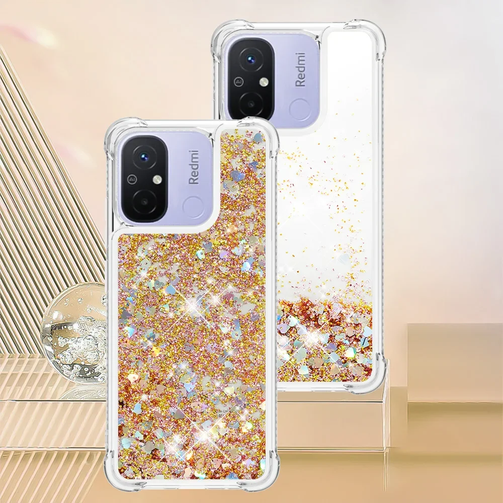 Sparkling Liquid Quicksand Phone Case with Clear Dynamic Glitter Design