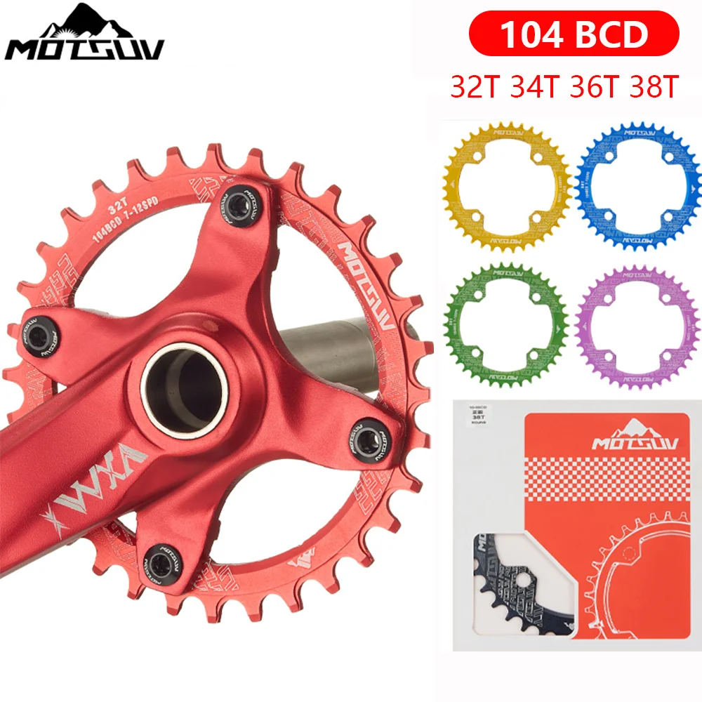 

MOTSUV BCD 104 34T 36T 38T Round Narrow Wide 104BCD 34 32 Teeth Mtb Bike Chainring Single Speed for m785 Aluminum 12V 11V