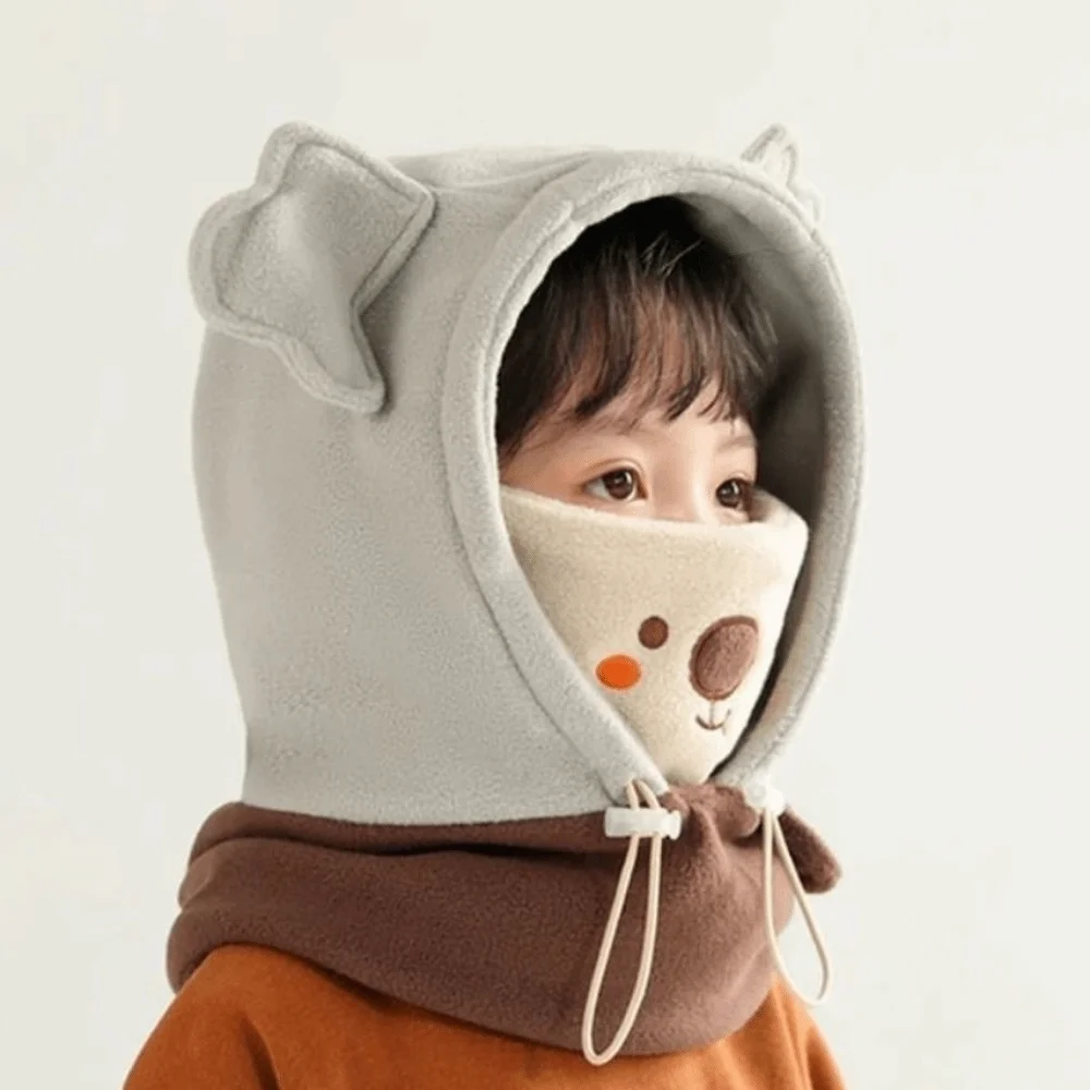 3 in 1 Cute Winter Hats Mask&Scarf Cartoon Balaclava Hat Neck Protection Windproof Cartoon Animal Beanie Hats Cold Weather