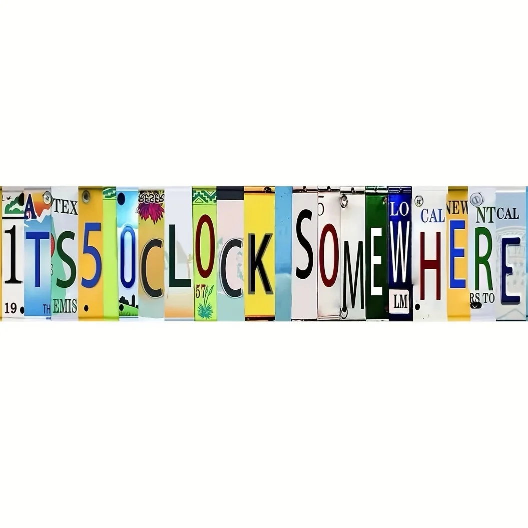 

Vintage Five O Clock Somewhere Unique Metal Bar Diner Pub,Fun Kitchen Decor Garage Tin Sign Poster 4x16 Inch Home Wall Decor
