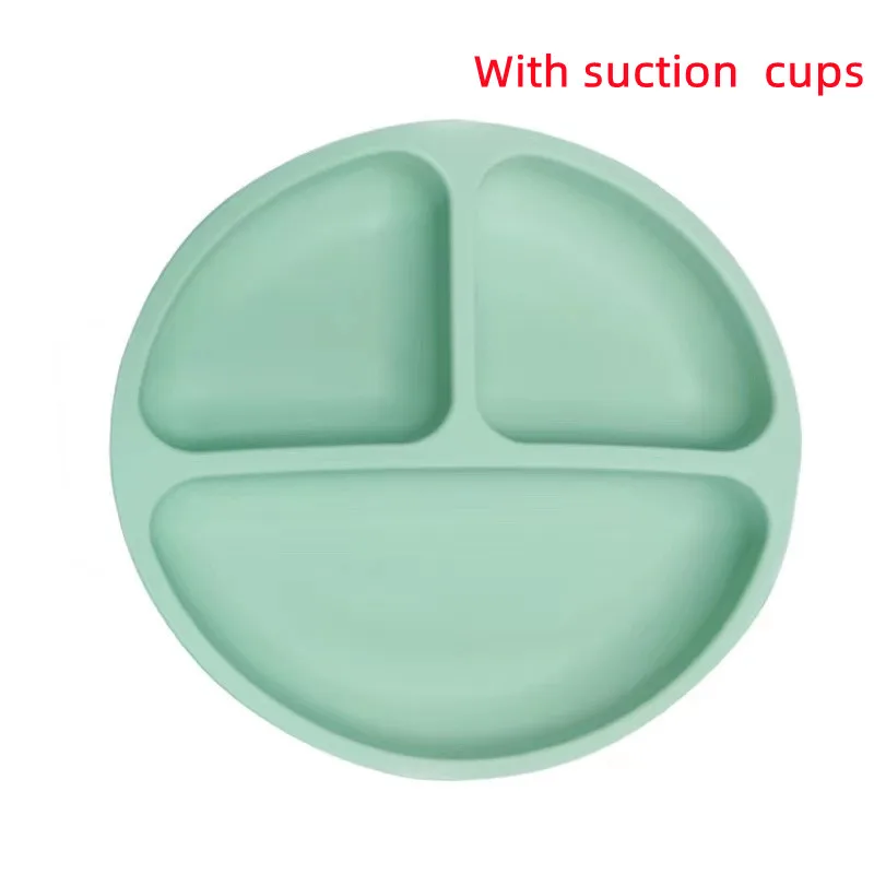 Baby Silicone Dining Plate silicone dining plate silicone meal set silicone feeding set baby tableware set silicone feeding bowl Kids Feeding Plate Sucker Bowl Solid Cute Smile Face Children Dishes Toddler Training Tableware