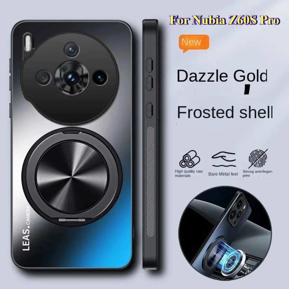 Shockproof Matte Case with 360° Rotating Ring Stand and Magnetic Back Cover