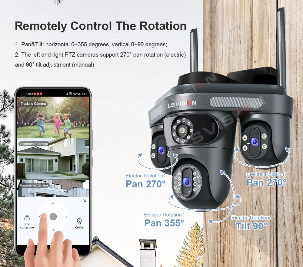 Відеокамера зовнішня LS VISION 15MP WiFi IP камера три екрани