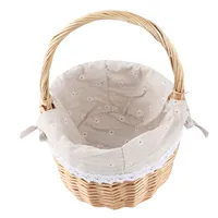 Rattan Storage Basket Hand Made Oval Picnic Storage Basket for Indoor Outdoor 28x26x20cm 2