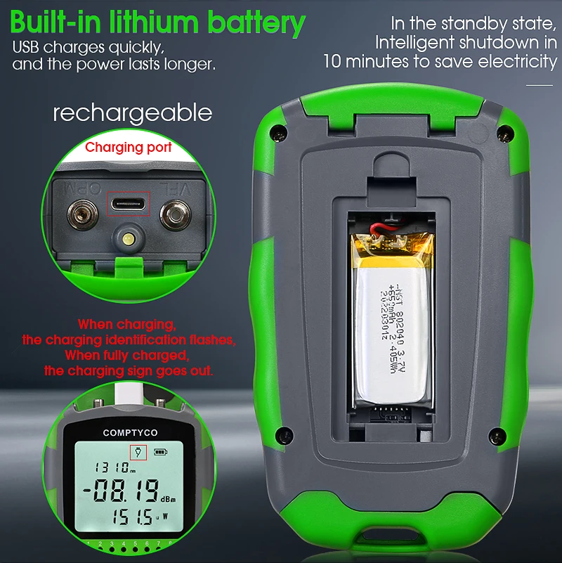 COMPTYCO 3 in 1 FTTH Fiber Optic Power Meter AUA-MC7/MC5 LED Light SC/FC/ST Universal Connector -70~+10dBm Fiber Optical Tester
