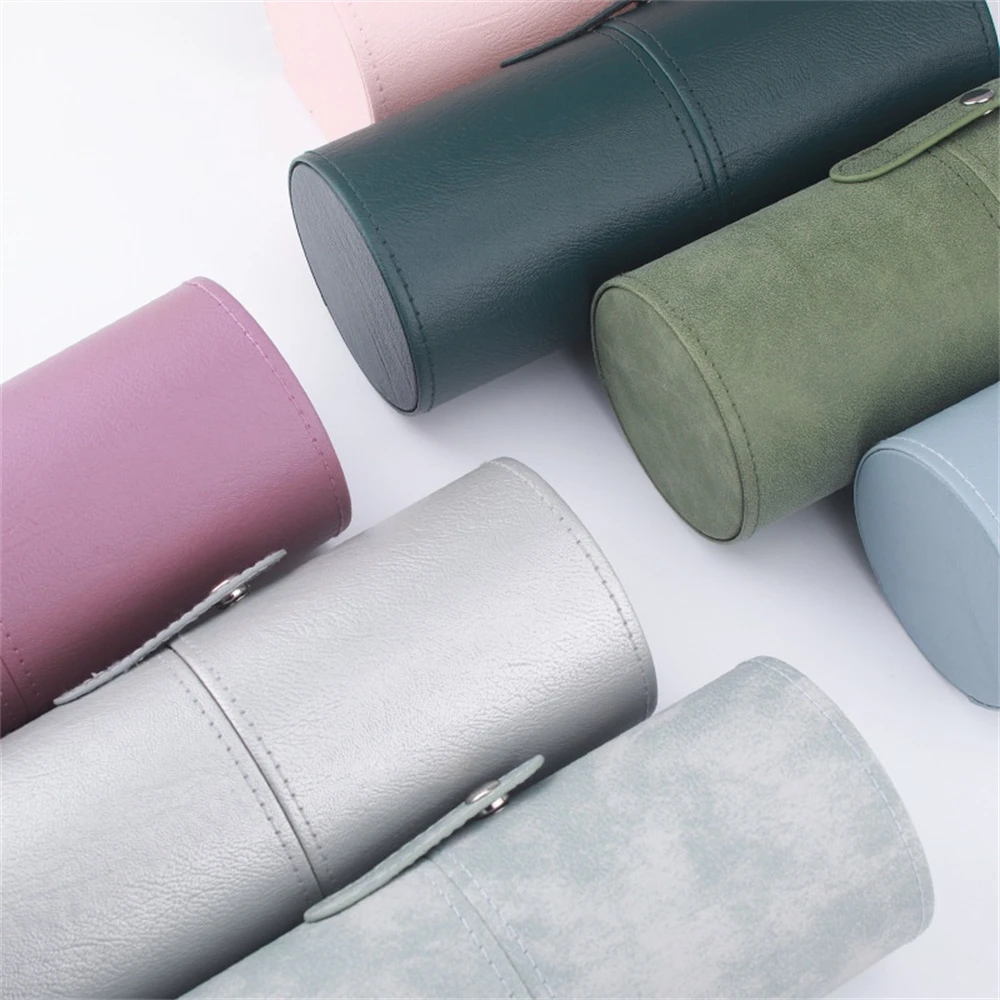 Portable Makeup Brush Bag PU Leather Multi Functional Makeup Brush Storage Bucket Stationery Storage Box Pencil Case 5