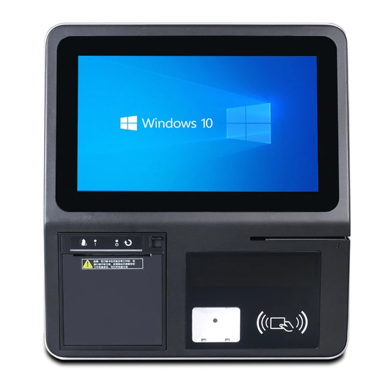 11.4 인치 터치 스크린 벽걸이 셀프 서비스 출납원 기계, 카드 인쇄 및 스와이핑, 코드 스캐닝, 신제품