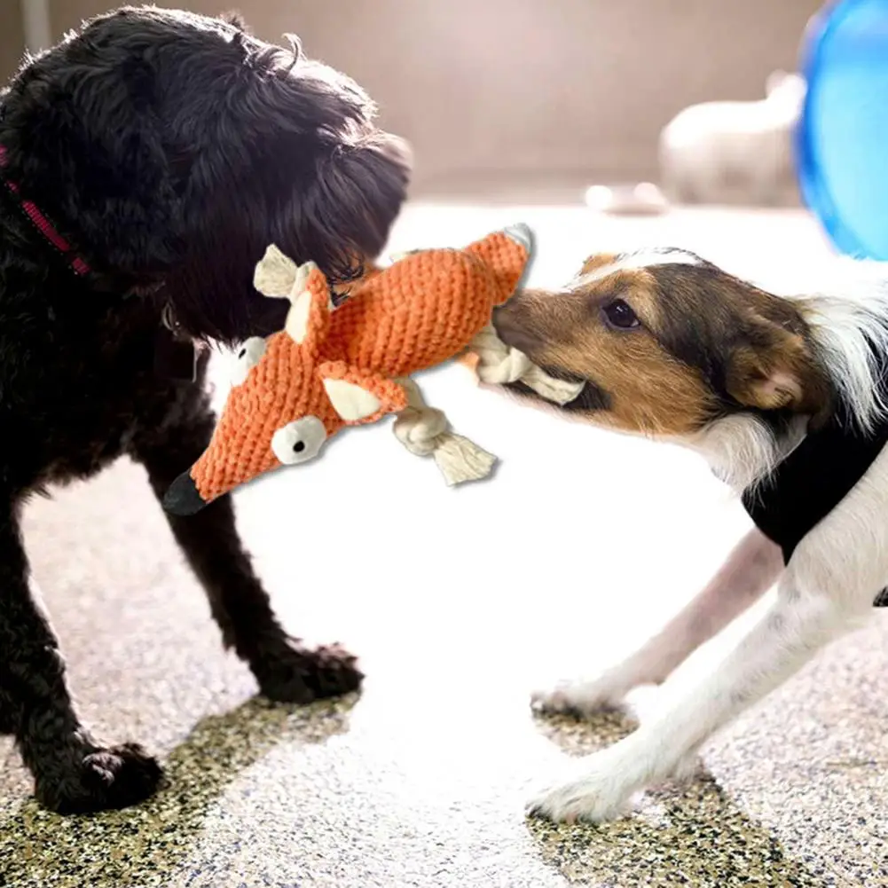 

Dog Toys for Teeth Fox Plush Dog Toy with Built-in Sound for Teeth Bite-resistance Educational Companion Pet Supplies Premium