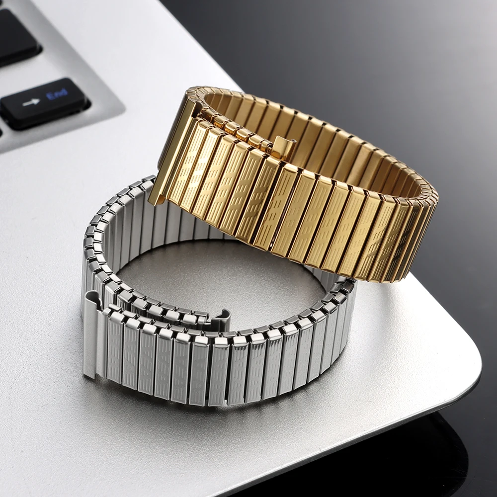 Elegant Universal Stainless Steel Adjustable Watch Strap - Elastic Metal Wristband